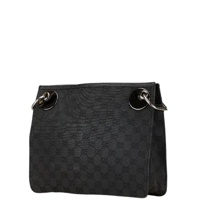 Pre-owned Gucci Gg Canvas Black Canvas Leather Shoulder Bag ()