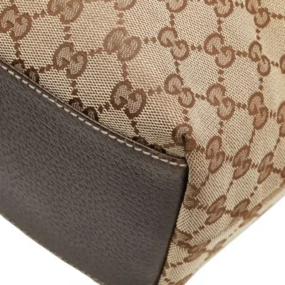 Pre-owned Gucci Gg Canvas Beige Brown Gg Canvas Leather Shoulder Bag Tote Bag ()