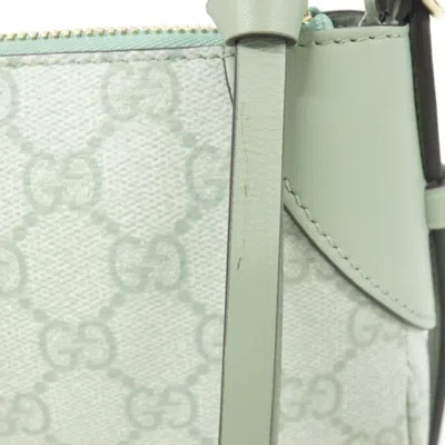 Pre-owned Gucci Green White Coated Canvas Leather Shoulder Bag () In Multi