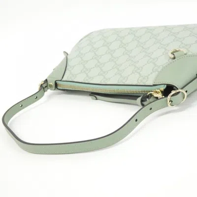 Pre-owned Gucci Green White Coated Canvas Leather Shoulder Bag () In Multi