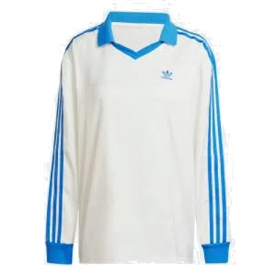 Adidas Originals (wmns) Adidas 3-stripes Satin Long Sleeve T-shirt 'white Blue' In Multi