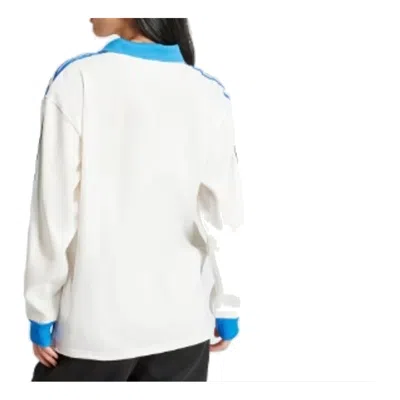 Adidas Originals (wmns) Adidas 3-stripes Satin Long Sleeve T-shirt 'white Blue' In Multi
