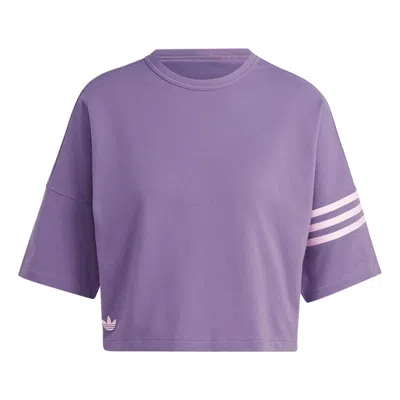 Adidas Originals (wmns)  Neuclassics 3 Stripe T-shirt 'shadow Violet' In Purple