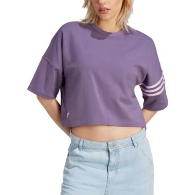 Adidas Originals (wmns)  Neuclassics 3 Stripe T-shirt 'shadow Violet' In Purple