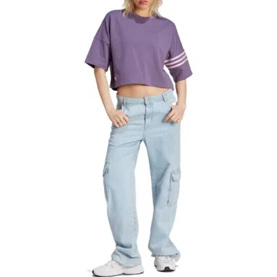 Adidas Originals (wmns)  Neuclassics 3 Stripe T-shirt 'shadow Violet' In Purple