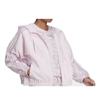 Adidas Originals (wmns) Adidas Essentials Repeat Logo Loose Fit Windbreaker 'pink' In White
