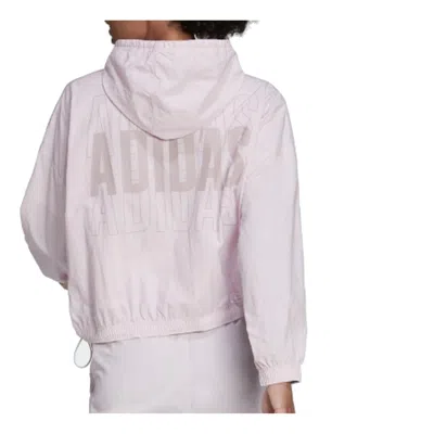 Adidas Originals (wmns) Adidas Essentials Repeat Logo Loose Fit Windbreaker 'pink' In White