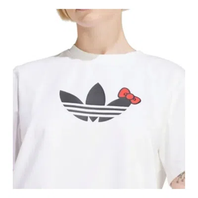 Adidas Originals (wmns) Adidas X Hello Kitty Trefoil T-shirt 'white Black' In Multi