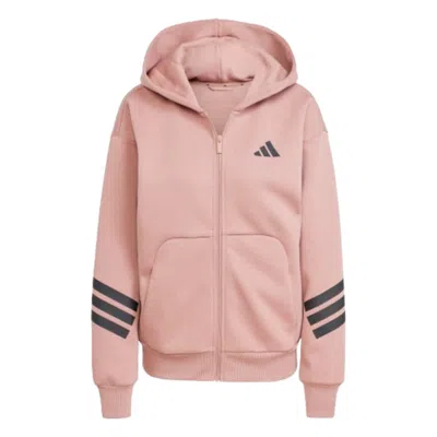 Adidas Originals (wmns) Adidas Future Icons 3-stripes Full-zip Hoodie 'pink Black'
