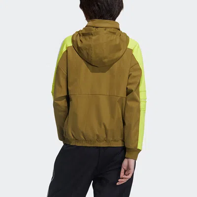 Adidas Originals (wmns) Adidas Str Jkt Warm Training Sports Storage Simple Hooded Fleece Lined Jacket Yellow In Green