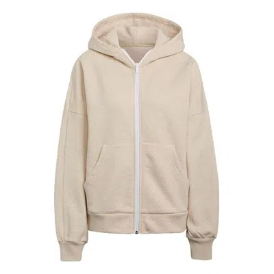 Adidas Originals (wmns) Adidas Studio Lounge Fleece Full Zip Hoodie 'beige' In Neutral