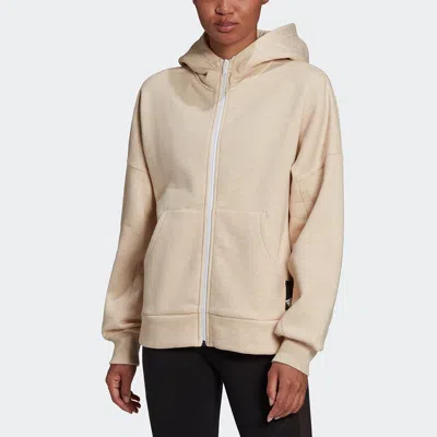 Adidas Originals (wmns) Adidas Studio Lounge Fleece Full Zip Hoodie 'beige' In Neutral