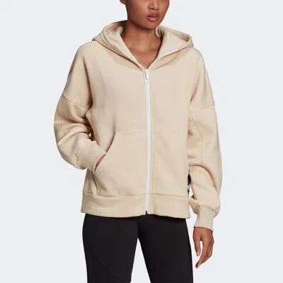 Adidas Originals (wmns) Adidas Studio Lounge Fleece Full Zip Hoodie 'beige' In Neutral