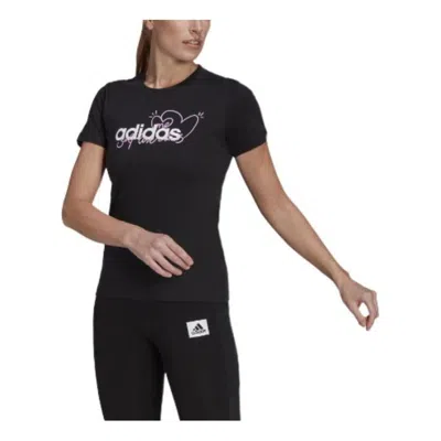 Adidas Originals (wmns) Adidas Heart Graphic T-shirt 'black White' In Multi