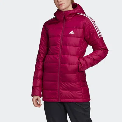 Adidas Originals (wmns) Adidas Light Down Hooded Parka 'power Berry' In Red