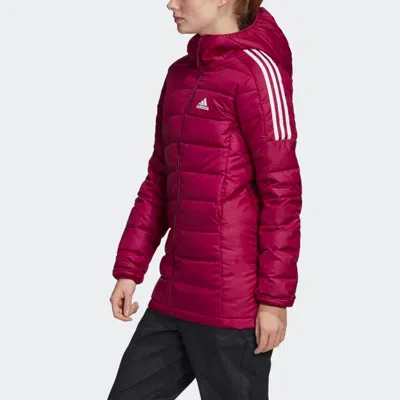Adidas Originals (wmns) Adidas Light Down Hooded Parka 'power Berry' In Red