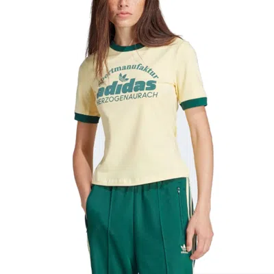 Adidas Originals (wmns)  Retro Graphic T-shirt Asia Sizing 'yellow Green' In Gray