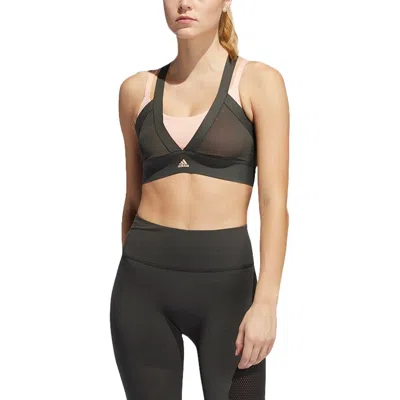 Adidas Originals (wmns) Adidas All Me Layered Sports Bra 'green Pink' In Black