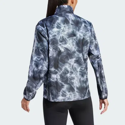 Adidas Originals (wmns) Adidas Own The Run Allover Print Hooded Running Windbreaker Jackets 'blue White'