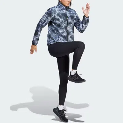 Adidas Originals (wmns) Adidas Own The Run Allover Print Hooded Running Windbreaker Jackets 'blue White'