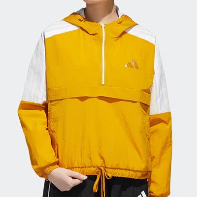 Adidas Originals (wmns) Adidas Urban Anorak Casual Sports Half Zipper Jacket Gold Color In Multi