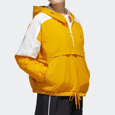 Adidas Originals (wmns) Adidas Urban Anorak Casual Sports Half Zipper Jacket Gold Color In Multi