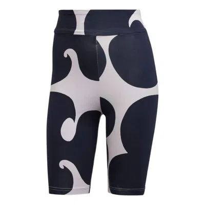 Adidas Originals (wmns) Adidas X Marimekko Rib Short Leggings Knee Length 'purple Navy' In Black