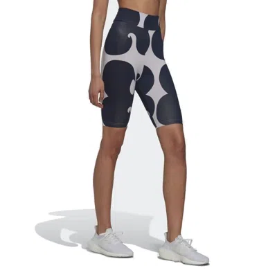 Adidas Originals (wmns) Adidas X Marimekko Rib Short Leggings Knee Length 'purple Navy' In Black
