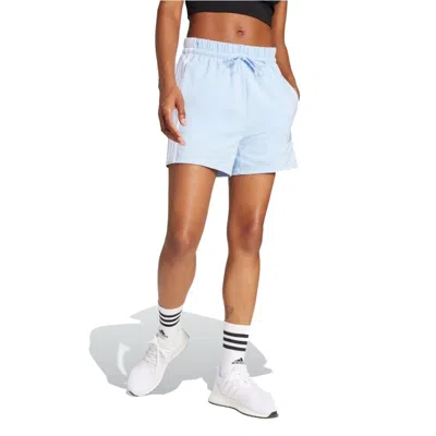Adidas Originals (wmns) Adidas Essentials 3-stripes Cotton Shorts 'glow Blue White'
