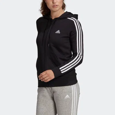 Adidas Originals (wmns) Adidas Contrasting Colors Stripe Sports Hooded Jacket Autumn Black
