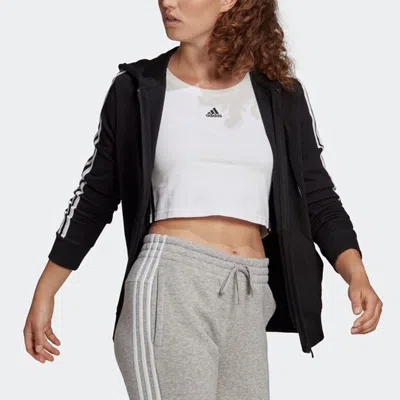Adidas Originals (wmns) Adidas Contrasting Colors Stripe Sports Hooded Jacket Autumn Black