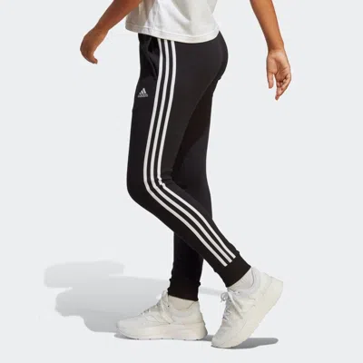Adidas Originals 3-stripes Stretch Cotton Leggings In Black