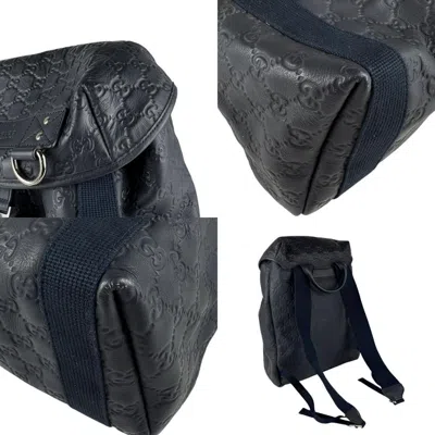 Pre-owned Gucci Navy Leather Backpack () In Blue
