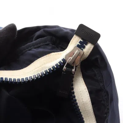 Pre-owned Gucci Navy White Nylon Leather Shoulder Bag () In Multi