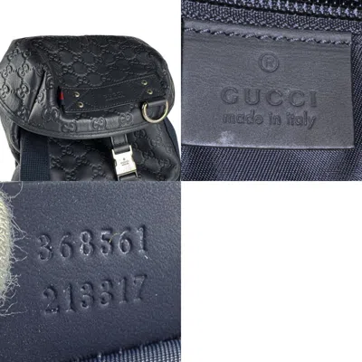 Pre-owned Gucci Navy Leather Backpack () In Blue