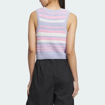 Adidas Originals (wmns)  Summer Knit Striped Tank Top Asia Sizing 'purple White Pink' In Multi