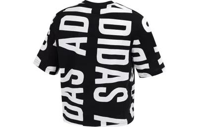 Adidas Originals (wmns) Adidas Essentials Oversized Allover Print Cropped T-shirt 'black White'