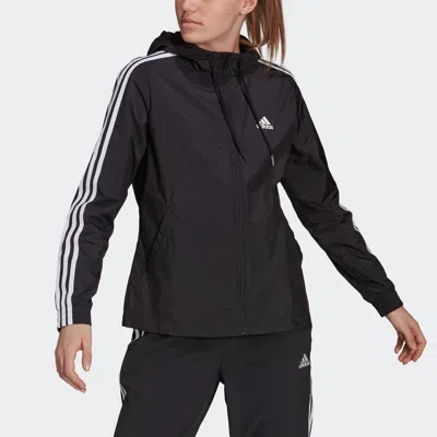 Adidas Originals (wmns) Adidas 3-stripes Hooded Windbreaker Jacket 'black White'