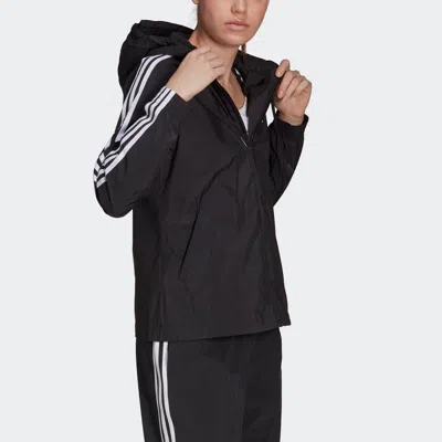 Adidas Originals (wmns) Adidas 3-stripes Hooded Windbreaker Jacket 'black White'