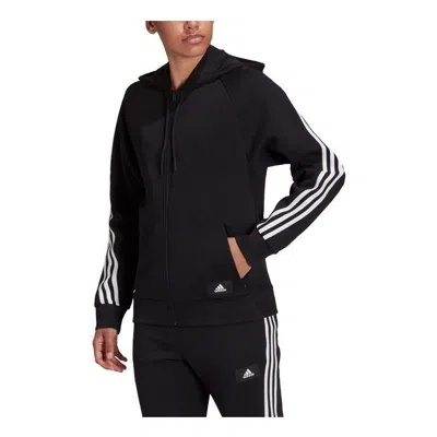 Adidas Originals (wmns) Adidas Sportswear Future Icons 3-stripes Hooded Track Top 'black White'' Asia Sizing In Brown