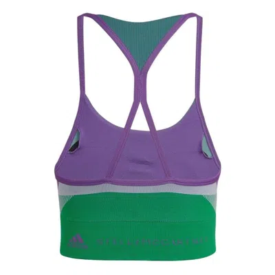 Adidas Originals (wmns) Adidas By Stella Mccartney Truestrength Yoga Knit Light-support Bra 'purple Green' In Multi