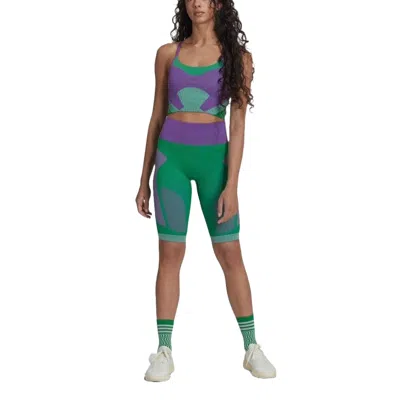 Adidas Originals (wmns) Adidas By Stella Mccartney Truestrength Yoga Knit Light-support Bra 'purple Green' In Multi