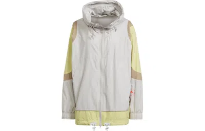 Adidas Originals (wmns) Adidas By Stella Mccartney Woven Track Top Asia Sizing 'white Yellow' In Multi
