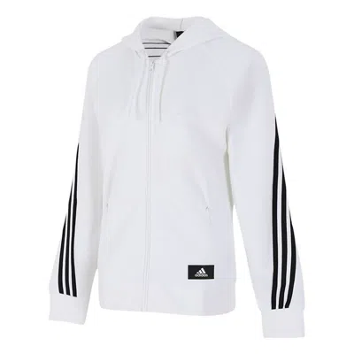 Adidas Originals (wmns) Adidas Fieece 3-stripe Reg Knit Jacket 'white Black'