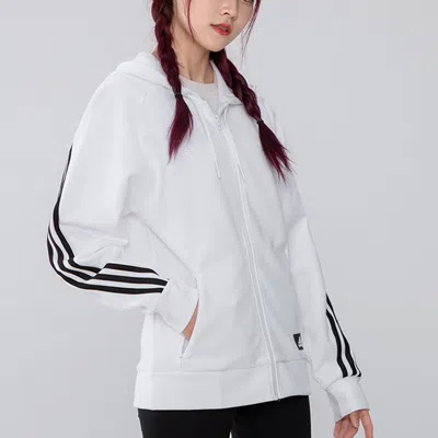 Adidas Originals (wmns) Adidas Fieece 3-stripe Reg Knit Jacket 'white Black'