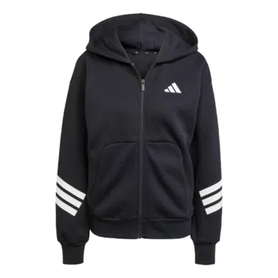 Adidas Originals (wmns) Adidas Future Icons 3-stripes Full-zip Hoodie 'black White' In Multi
