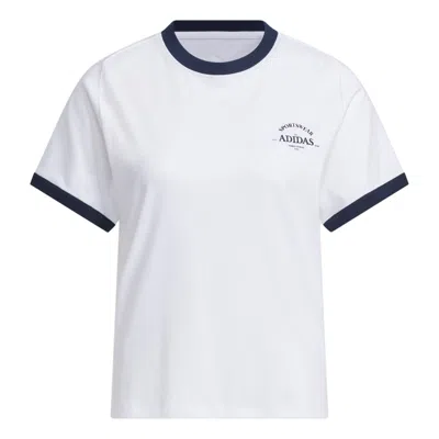 Adidas Originals (wmns) Adidas Verbiage T-shirt Asia Sizing 'white Black' In Brown