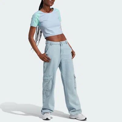 Adidas Originals (wmns)  Island Club Short T-shirt 'blue Dawn Easy Green'