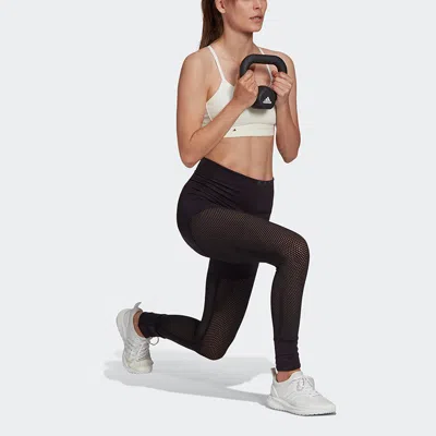 Adidas Originals (wmns) Adidas Mesh Hw L Tight Gym Sports Training High Waist Leggings Black In Animal Print