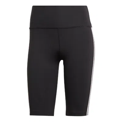 Adidas Originals Women's Optime Trainicons 3-stripes Bike Short Tights In Black